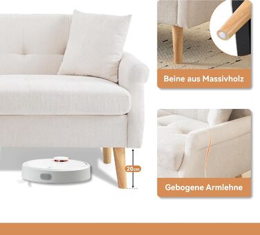 Двомісний диван, м&39який диван, диван з товстими подушками, м&39які меблі, бежева шениллова тканина, підходить для вітальні, спальні, квартири