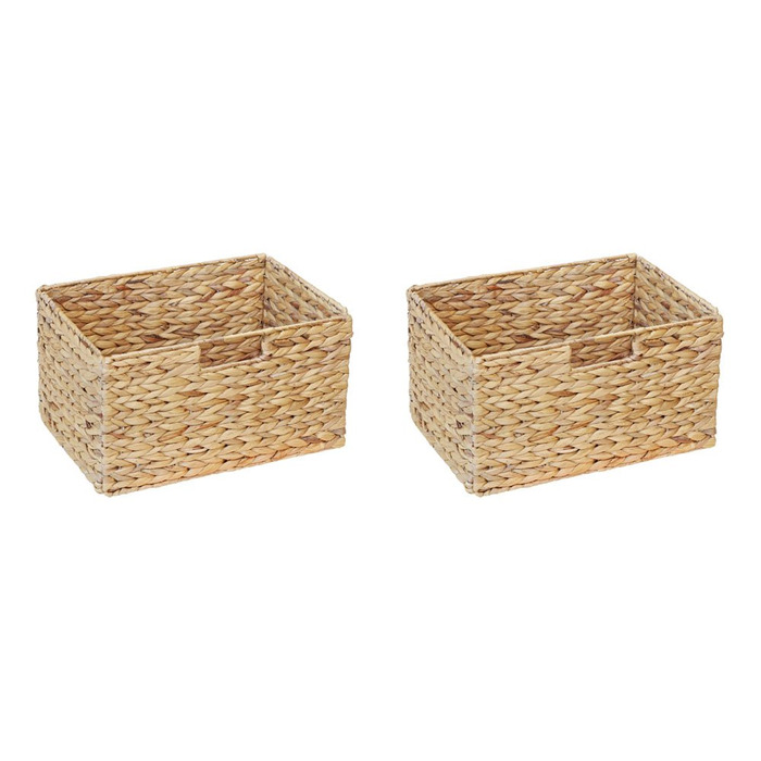 Комплект із 2 кошиків Billy з полицями / 36 x 25 x 20 см / Виготовлено з натурального водяного гіацинта / Складаний плетений кошик, полиця-коробка, коробка для зберігання, кошик-шафа, розбірний та дуже стійкий