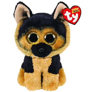 Німецька вівчарка Beanie Boos 15 см М'яка плюшева іграшка для дітей Об'ємна, колекційна, плюшевий ведмедик Плюшеві іграшки для хлопчиків та дівчаток, коричнево-чорна