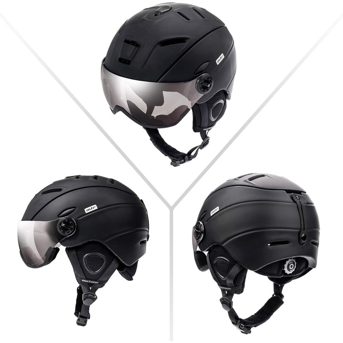 Лижний шолом Meteor, дитячий шолом для сноуборду, чоловічий лижний шолом для дівчаток та хлопчиків, жіночий лижний шолом, розмір L, чорний, H.