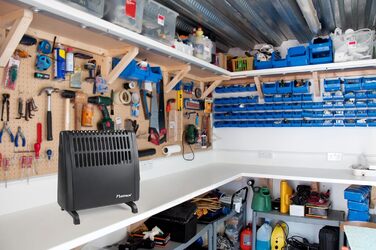 Електричний захист від замерзання Bestron, пристрій захисту від замерзання зі змінним термостатом та автоматичним вимиканням, клас захисту IP24, також підходить для гаражів, караванів, інструментальних сараїв та садових сараїв, 400 Вт, чорний