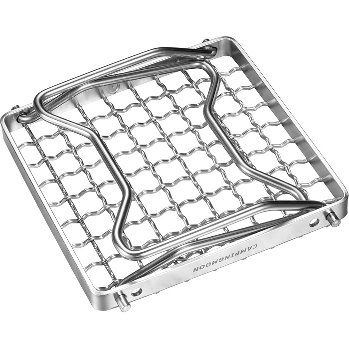 Портативний складаний гриль для кемпінгу Campingmoon над вогнем, роздільні печі, нержавіюча сталь 304 (дротяна сітка (MS-1011)) сріблястий