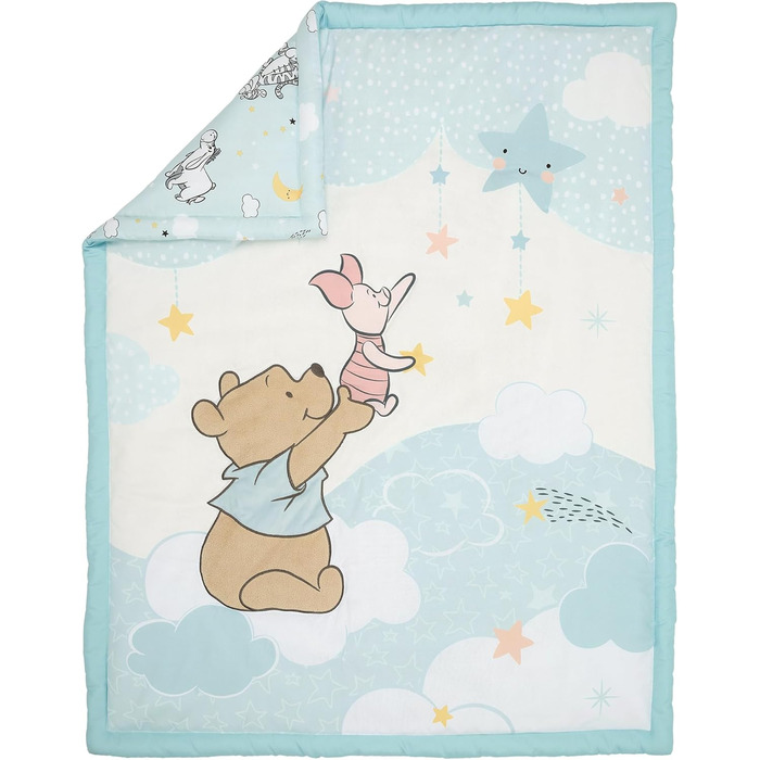 Комплект постільної білизни Bedtime Originals Starlight Pooh 3-спальний для дитячого ліжечка, синій, тварини