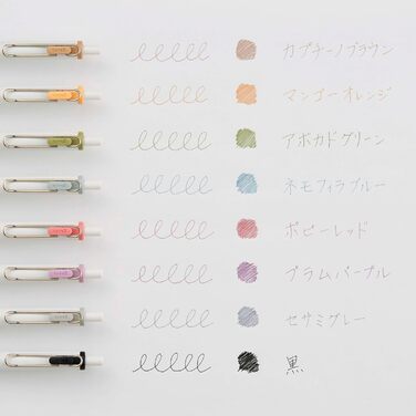 Гелева кулькова ручка Mitsubishi Pencil UMNS38FC8C Uni-Ball One 0.38 Fica Color Set з 8 кольорами