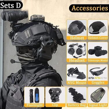 Тактичний шолом для зовнішніх ігор CS, комплект шоломів швидкого захисту у військовому стилі з маскою для страйкболу, окуляри для пейнтболу, тактична гарнітура, телескопічна модель армійського військового стилю CS Game Set