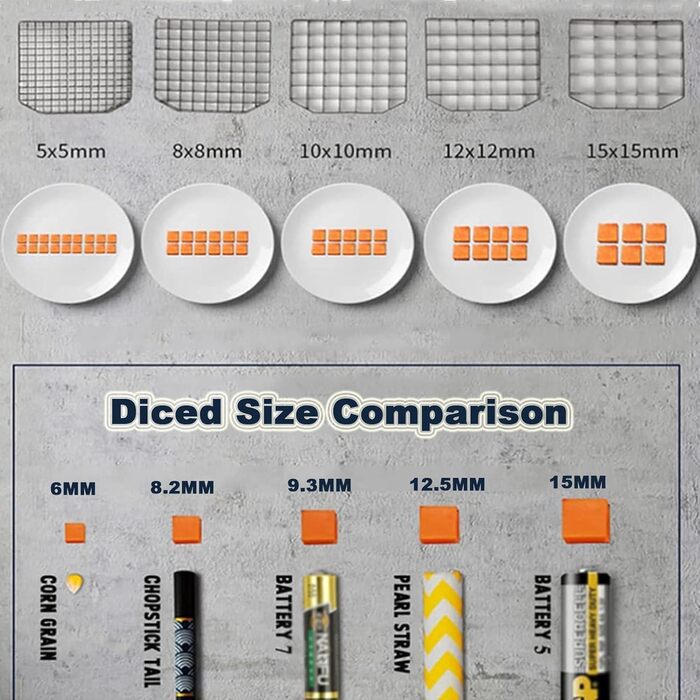 Електричний різак для овочів потужністю 250 Вт для комерційного використання, автоматичний кубічний різак для фруктів і овочів з кубічними різаками 6/8/10/12/15 мм, електричний різак для кубиків цибулі, для дому/комерційного бізнесу