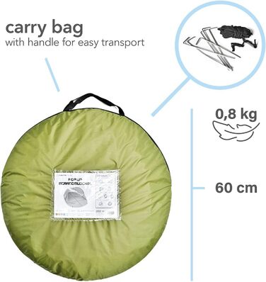 Пляжний намет, що розкладається, вітрозахисний намет на пляжі, блискавично швидкий, самовстановлюваний сонцезахисний намет, автоматичний намет із захистом від ультрафіолету, зелений