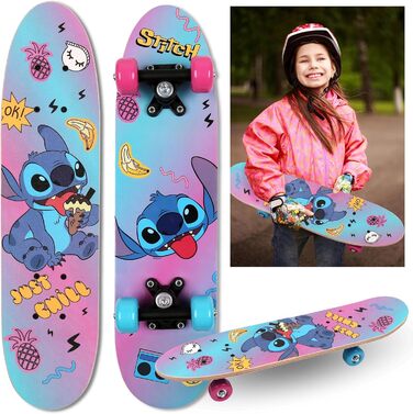 Дерев&39яний скейтборд Disney Stitch, 61 см, нековзний, легкий та стійкий, 20-50 кг