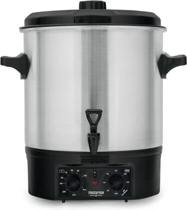 Глінтвейн Stagecaptain GWK-27A - Машина для консервації на 27 літрів - 2000 Вт - Матова нержавіюча сталь - Просте управління (температура та таймер) - Автоматичне вимкнення - Срібло