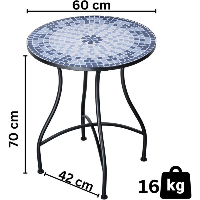 Мозаїчний садовий стіл круглий металевий 60 см мозаїчний стіл садовий круглий балконний стіл стіл для приміщень бістро стіл для вулиці патіо стіл мозаїчний візерунок кам&39яна мозаїка балконний обідній стіл середземноморський