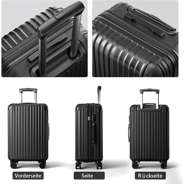 Велика валіза на візках 76x530 см, тверда дорожня валіза з 4 колесами та кодовим замком, легка ручна поклажа, чорний L