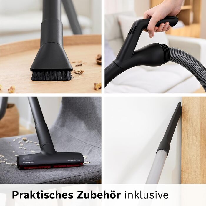 Безмішковий пилосос Bosch Serie 6 ProFamily BGC4FMLY гігієнічний фільтр для алергіків, 10 років гарантії на двигун, пастка для дрібних предметів, XXL-насадки для м'яких меблів та щілин, висока потужність, низький рівень шуму, 750 Вт, синій