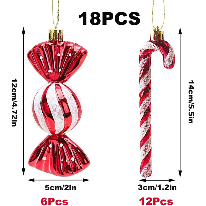 Різдвяних прикрас у формі цукерок 18 шт Winwild