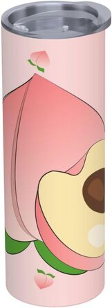 Кухоль з прямою трубочкою, 590 мл, мультяшний персиковий принт, дорожній кухоль, підходить для кемпінгу, офісу та дому