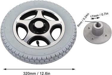 Шина для інвалідного візка Tyenaza, надувне колесо 320 мм PU, втулка з легованої сталі, задня шина для автомобілів з обмеженими можливостями, 4 отвори