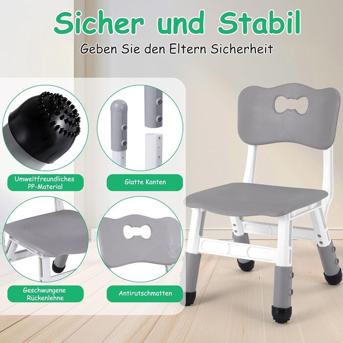 Дитячий стілець пластиковий, дитячий стілець для письмового столу регульований по висоті, дитячі стільці зі спинкою до 100 кг, дит