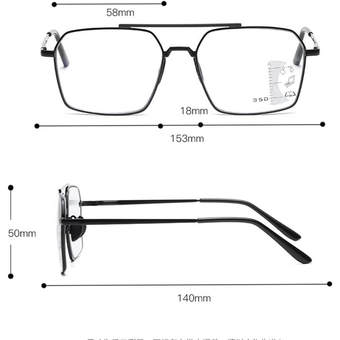 Фотохромні окуляри для читання XFAK Transition 2.0 Прогресивні мультифокальні сонцезахисні пристрої Комп'ютерні окуляри для читання Самотонуючі сонцезахисні окуляри Чорні окуляри (колір чорний, розмір 3.0) 3.0 Чорний