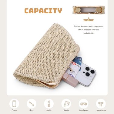 Сумка-клатч жіноча для вечірок та відпочинку, бежева. Ідеально підходить для пляжу, весілля, коктейльної вечірки або випускного.