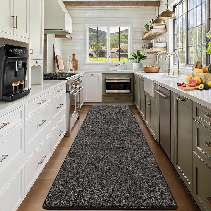 Килимова доріжка 80x200 см, що прається, для передпокою, нековзний килим для пральної машини, для передпокою, кухонна доріжка для вхідної зони, спальні, коридору, чорно-сірого кольору, чорно-сірого кольору, 80 x 200 см