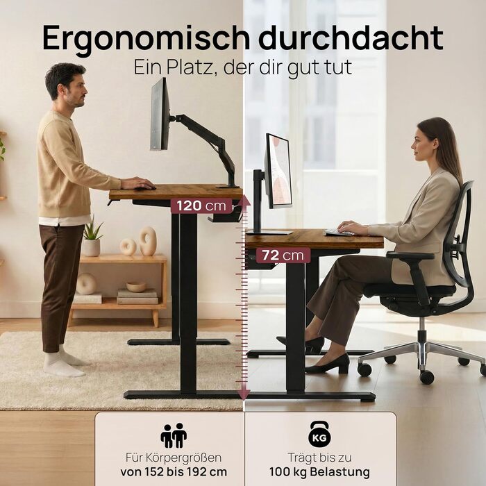 Електричне регулювання висоти письмового столу 120x60 та 160x80 см - безшумний подвійний двигун, захист від зіткнень, функція пам&39яті, система керування кабелями в комплекті 120 x 60 Чорний Дуб