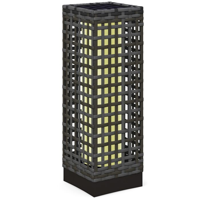 Сонячний ліхтар Outsunny з ротанга та датчиком світла, сірий, 15,5 x 15,5 x 46 см