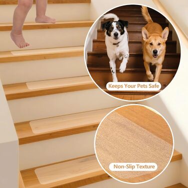 Килимки для сходів, протиковзкі килимки, 15x80 см, прозорі, самоклеючі, протиковзкі смужки для сходів, водонепроникні, для дерев&39яних сходинок та підлоги, 15x80 см - 15 шт., 15 шт.