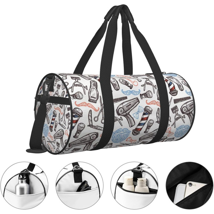 Спортивна сумка-мішок для подорожей, перукарські аксесуари, з принтом, сумка на ніч, чорна, універсальний розмір, дорожня сумка