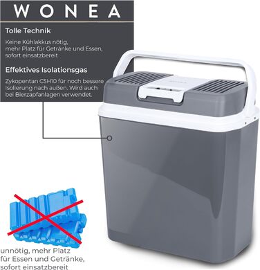 Літровий термоелектричний холодильник з USB-портом для зарядного пристрою, охолодження та обігрів 12 В/230 В, тихий кемпінговий холодильник для легкових та вантажних автомобілів, 24-