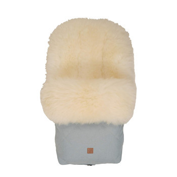 Муфта для ніг з овчини Nelly Limited Edition, овчина молочно-пісочного кольору, крижано-зелена