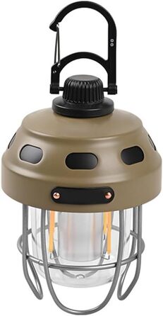Акумуляторний кемпінговий ліхтар з акумулятором 2000 мАг, тепле/жовте світло, клас захисту IPX3, конструкція з алюмінію, сталі та ABS-пластику, для наметів та використання на свіжому повітрі (коричневий)