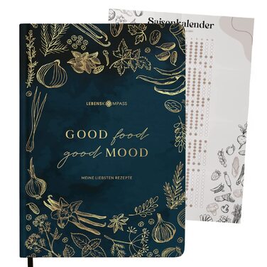 Книга рецептів Life Compass формату A4 для написання власних рецептів ПЕРЕЦЬ з плакатом сезонного календаря - тверда обкладинка Улюблені рецепти - кулінарна книга своїми руками для себе або на подарунок