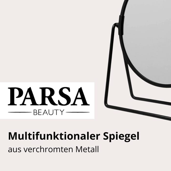 Косметичне дзеркало PARSA Beauty кругле (чорне матове 17см) - маленьке дзеркало двостороннє - звичайне дзеркало з 3-кратним збільшенням - маленьке дзеркало для стояння - дзеркало для гоління - дзеркало для макіяжу чорне