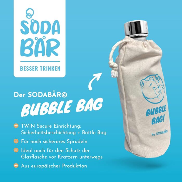 Скляна пляшка для виробників газованої води (SodaStream*, Aarke* та багато інших) 0,75 л в ретро образі Екологічна альтернатива.