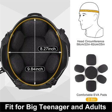 Тактичний страйкбольний шолом WLXW Mich з еластичною сітчастою балаклавою та окулярами проти запотівання, повний захист обличчя для полювання, косплею, ігор CS, чорний