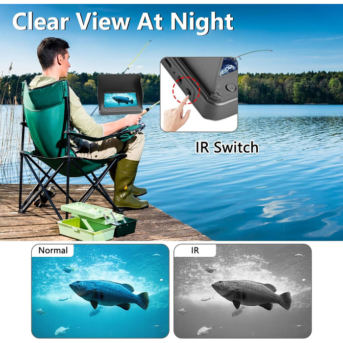 Підводна рибальська камера Fish Finder, 5000 мАг, з інфрачервоним нічним баченням, водонепроникність IP67, з екраном 10 см, для льоду, річки та човна