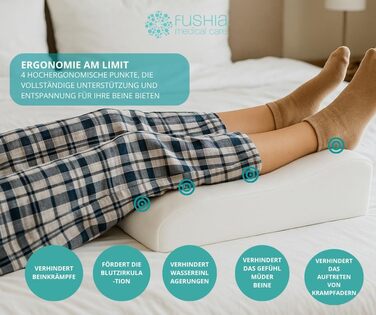 Подушка для ніг з м&39якою піною, ортопедична подушка для ніг з чохлом, який можна прати, для підтримки ніг та при поганому кровообігу (біла тканина)