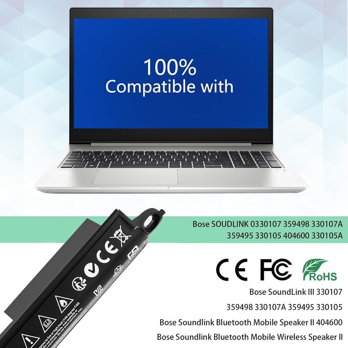 Акумулятор Shentec 11.1V 2600mAh 359495 для Bose SoundLink III 330107 359498 330105 330105A 330107A 359495 Замінний акумулятор для мобільної колонки Bose SoundLink Bluetooth II 404600