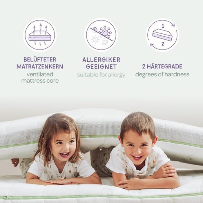 Дитячий та підлітковий матрац Trumeland WOLKENTRAUM, 90 x 200 x 15 см, хороша вентиляція та дуже комфортний сон, зелений