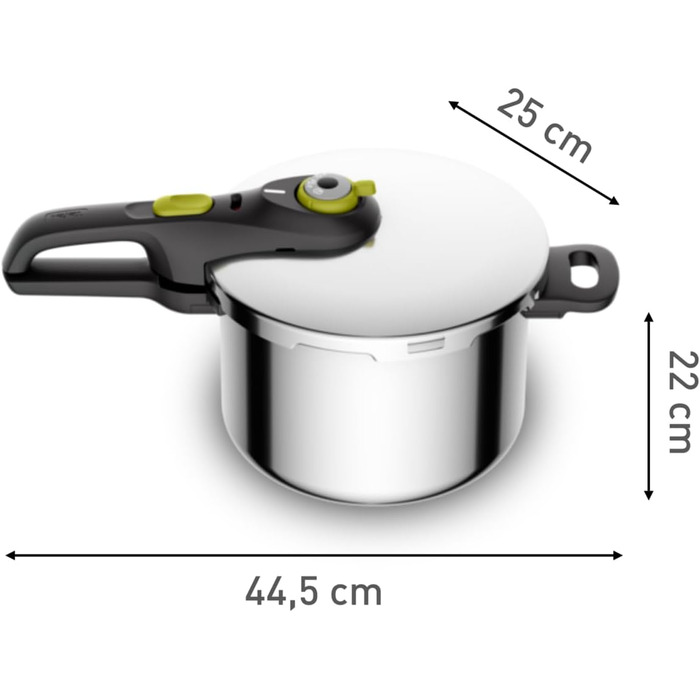 Скороварка Tefal Secure 5 Neo 6л, нержавіюча сталь, 22см, з кошиком та триножником, 2 рівні приготування, система безпеки Secure 5, для всіх типів плит (включаючи індукційні), підходить для посудомийки, P2530738