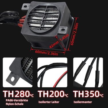 Повітряний обігрівач PTC з вилкою 100 Вт 220 В, ізольований автомобільний вентилятор-обігрівач PTC з постійною температурою, нагрівальний елемент постійної температури 60 мм, PTCYADU