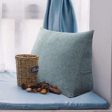 Подушка Johnear Wedge з бічною кишенею трикутна подушка для спини ліжка та дивана, подушка для читання з функцією підтримки, поперекова подушка та подушка для книги (сіра, 45 см)