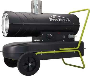 Дизельний обігрівач Tronitechnik, дизельний генератор гарячого повітря потужністю 20 кВт, будівельний обігрівач з баком на 36 л, захистом від перегріву, колесами та термостатом, 20 кВт без зовнішнього термостата