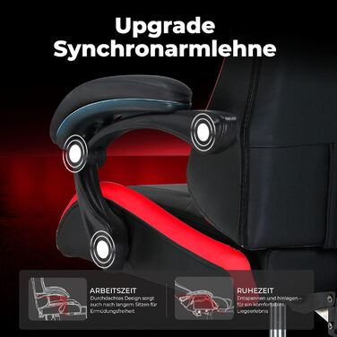 Ігрове крісло GTPLAYER, ергономічне офісне крісло з регульованим підголівником та поперековою опорою, ігрове крісло, червоне