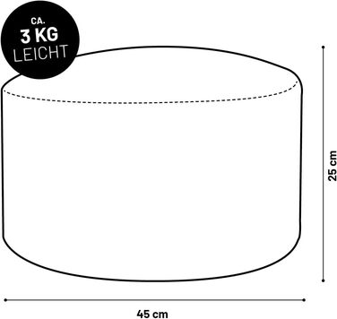 Крісло-мішок Lumaland Teddy Bear Кімнатний стілець з наповнювачем Компактне крісло, включаючи EPS-бісер 3 в 1 пуф, бічний столик та пуф для ніг Крісло-мішок - маленьке та пухнасте Ø 25 x 45 см бежевого кольору