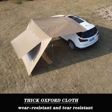 Тент для автомобіля 2,9x4,8 м з вікном-сіткою на задньому борту для кемперів, автофургонів, водонепроникний сонцезахисний козирок, кемпінговий, сонцезахисний вітрило, коричневий 2,9x4,8 м