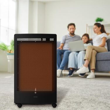 Каталітична газова плита Cecotec ReadyWarm 5300, потужність 3000 Вт у 2 етапах, рівномірний розподіл тепла, потрійна система безпеки, сумісна з газовими балонами місткістю 13 кг, ручки та 4 колеса