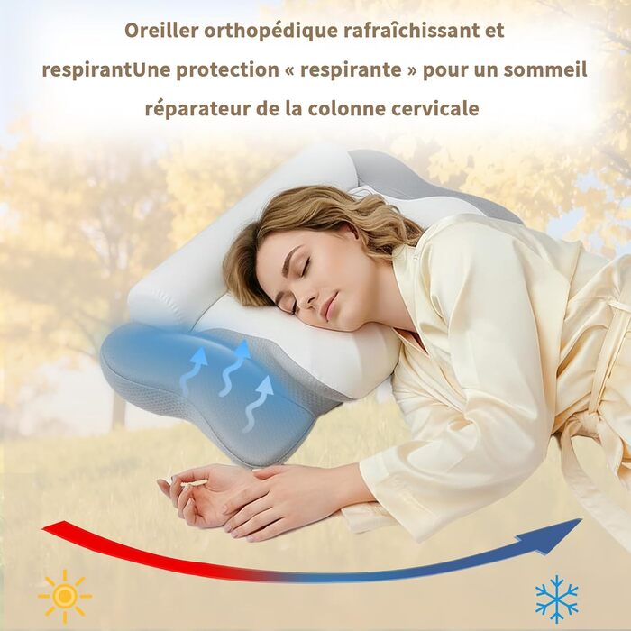 Ортопедична подушка LAMB з піни з ефектом пам&39яті, ергономічна подушка для сну на боці, підтримка шиї та валик для шиї два в одному, сірий колір