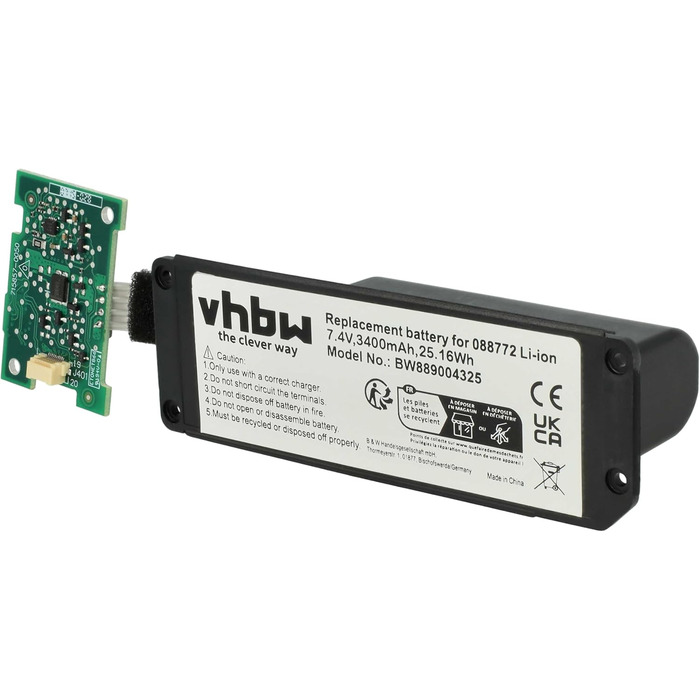 Акумулятор vhbw, сумісний з динаміками Bose SoundLink Mini 2 - в комплекті з платою (3400 мАг, 7,4 В, літій-іонний)