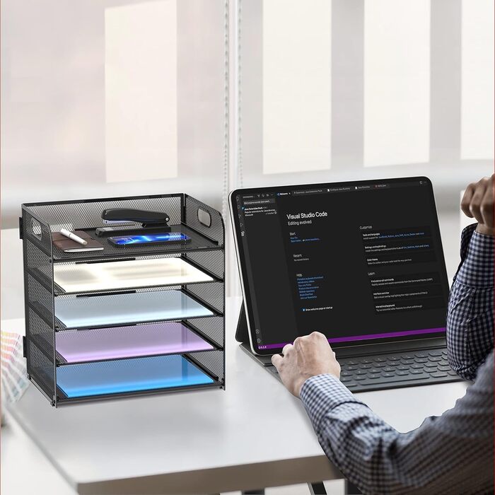 Органайзер для столу з ручкою, 5-рівневий органайзер для поштової скриньки, органайзер для лотка для документів для дому та школи, чорний