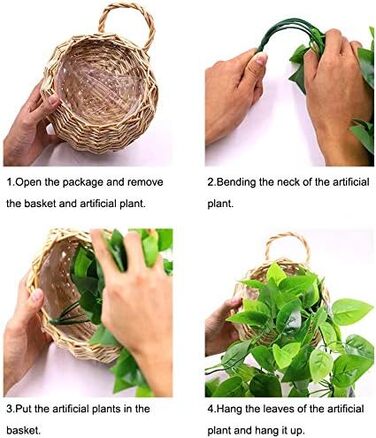 Штучні підвісні рослини з дерев'яним кошиком, 107 см в горщиках для офісу, кухні, саду, вечірки, декору стін (плющ) Ivy01 Wood кол
